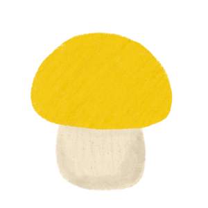 黄色太っちょキノコのイラスト　クレヨン風　ⒸAtelier Funipo